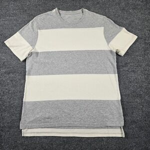 Five Four T-Shirt Mens Large Gray Striped Short Sleeve Crew Neck Split